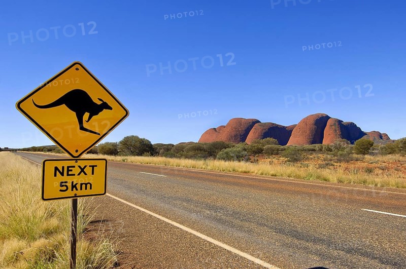 Australia, warning sign, beware animals, kangaroo, Uluru, Ayers Rock