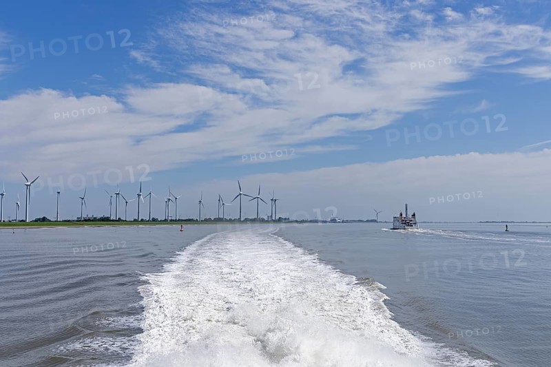 Heckwelle, Borkum-Katamaran, Außenems, Emden, East Frisia, Lower Saxony, Germany