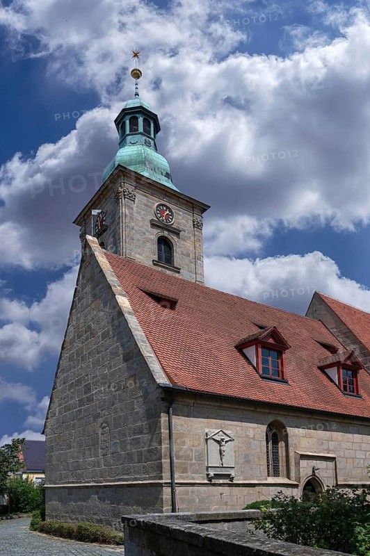 St. Andreas Church, a Gothic hall church, mentioned as early as 1390, Dorfplatz 8, Kalchreuth, Mittelfanken, Bavaria, Germany