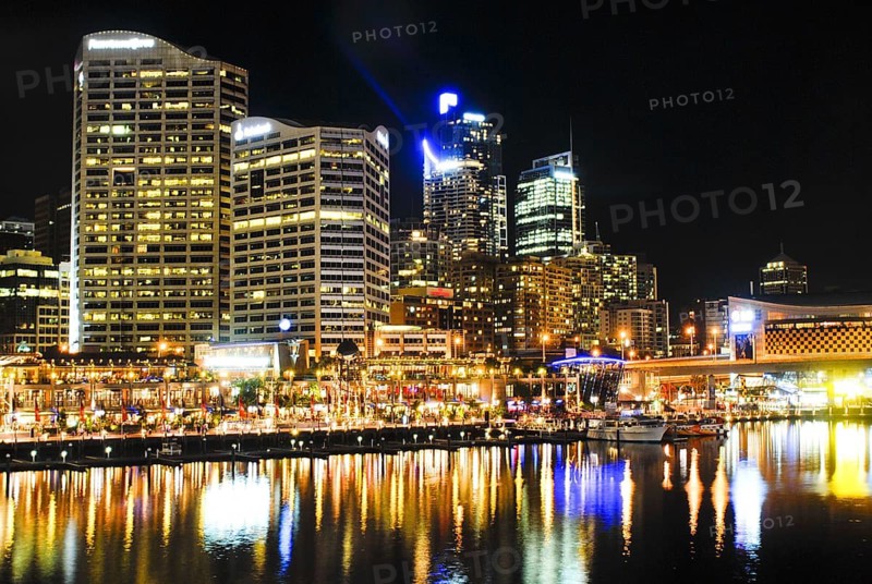 Darling Harbour at night in Sydney, Australia, Australia, Australia