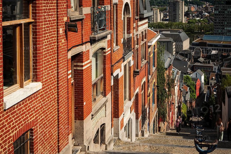 The Montagne de Bueren, Büren Treppe, tourist attraction in the old town of Liege, Belgium