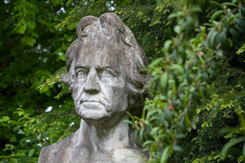 Statue of Christian Daniel Rauch in front of his birthplace, German Neoclassicism sculptor, Bad Arolsen, Waldeck-Frankenberg District, Northern Hesse, Germany