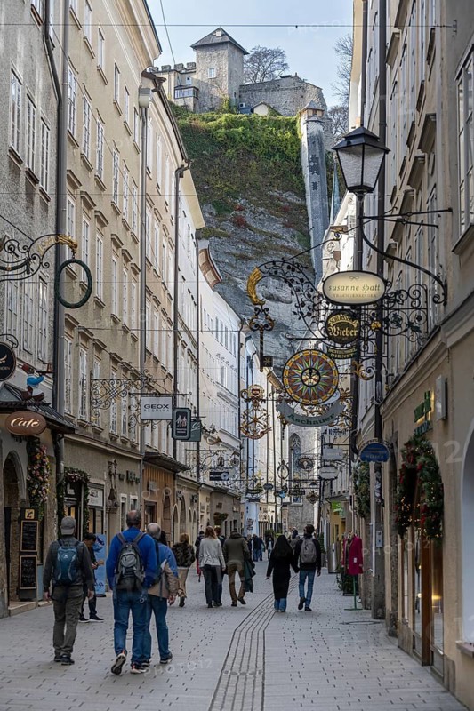 Pedestrians in Getreidegasse, City of Salzburg, Salzburg state, Austria
