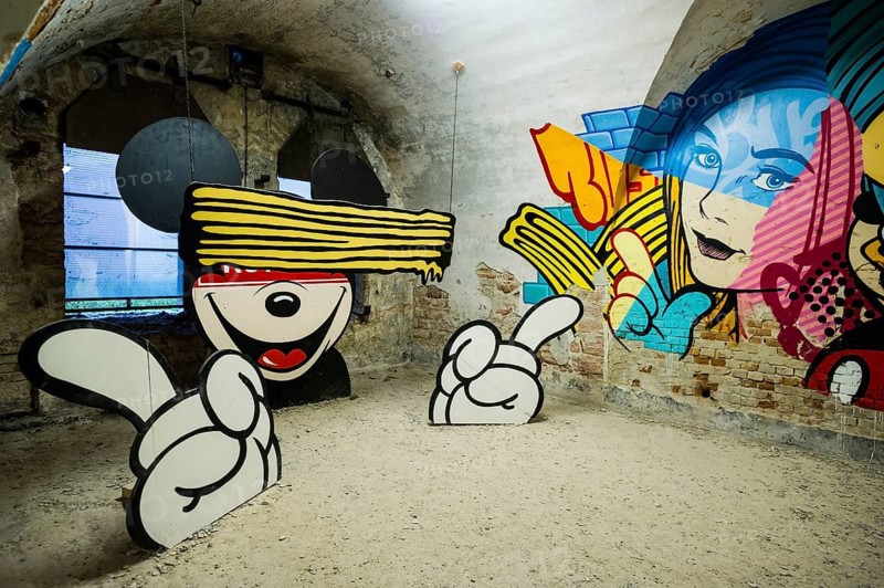 Street art, graffiti, MAUSA VAUBAN, Museum of Urban Art and Street Art, Vauban Fortress Neuf-Brisach, UNESCO World Heritage Site, Haut-Rhin Department, Alsace, France