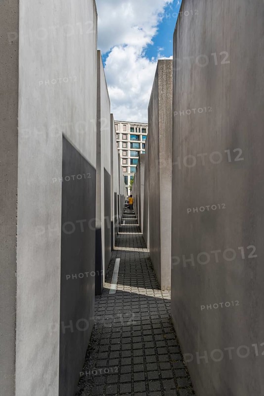 Buildings and corridors at the Memorial to the Murdered Jews in the historic center, Berlin