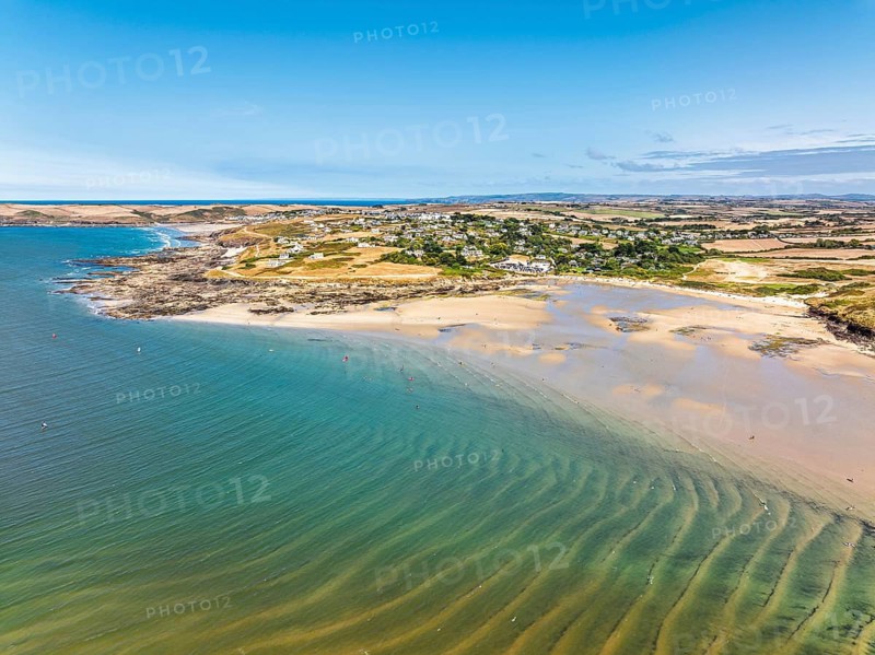 View of River Camel Estuary from a drone at low tide over Padstow and Rock, Cornwall, England, United Kingdom, Summer 2026