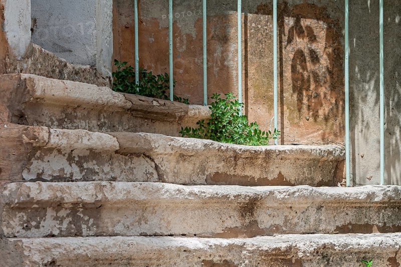Old stone staircase with visible signs of wear and tear, Provence, France