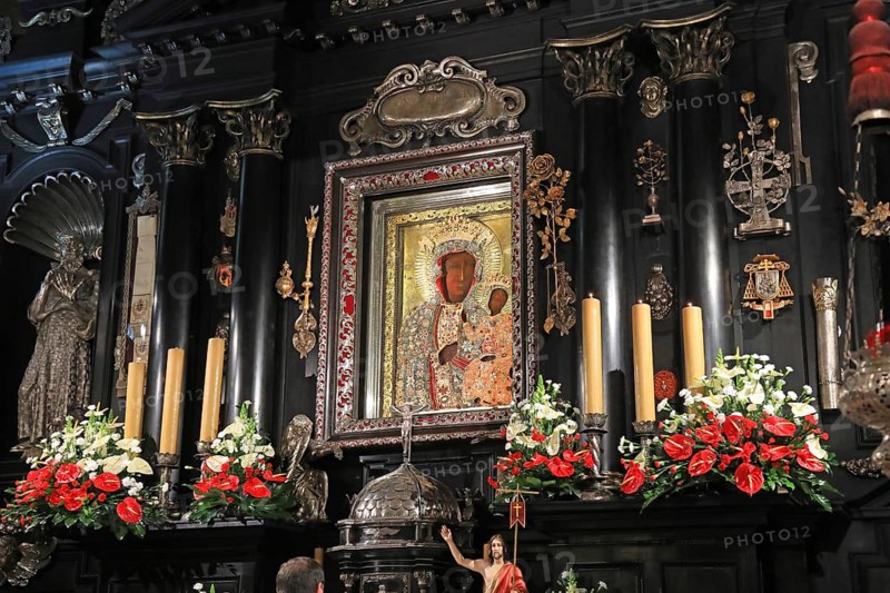 The altar of the Black Madonna in the chapel of the Jasna Góra Pauline monastery in Czestochowa, Poland