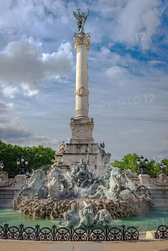 The historic fountain Monument aux Girondins on Place des Quinconces, Bordeaux, Gironde, France