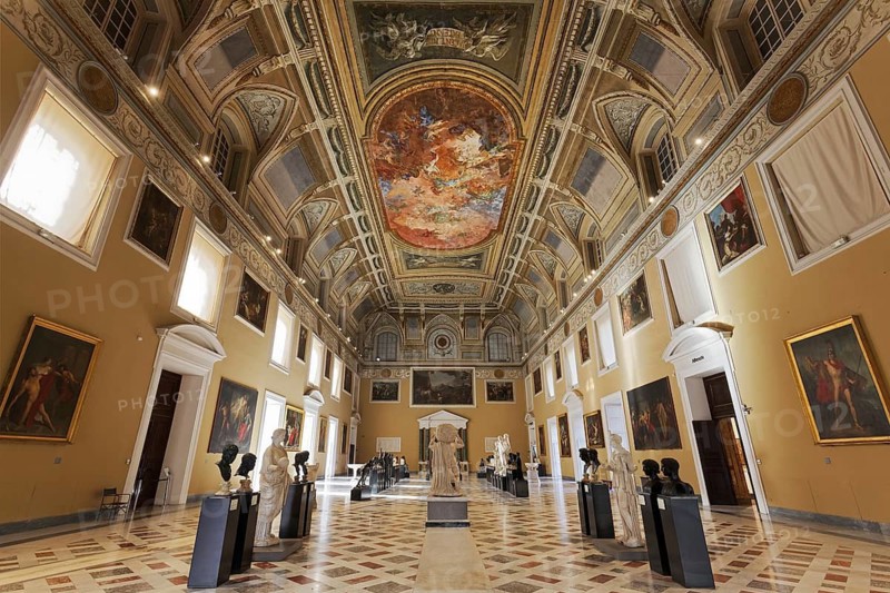 Sundial Room, Salone della Meridiana, magnificent hall with ceiling fresco, Naples National Archaeological Museum, Museo Archeologico Nazionale di Napoli, MAN, Naples, Province of Campania, Italy