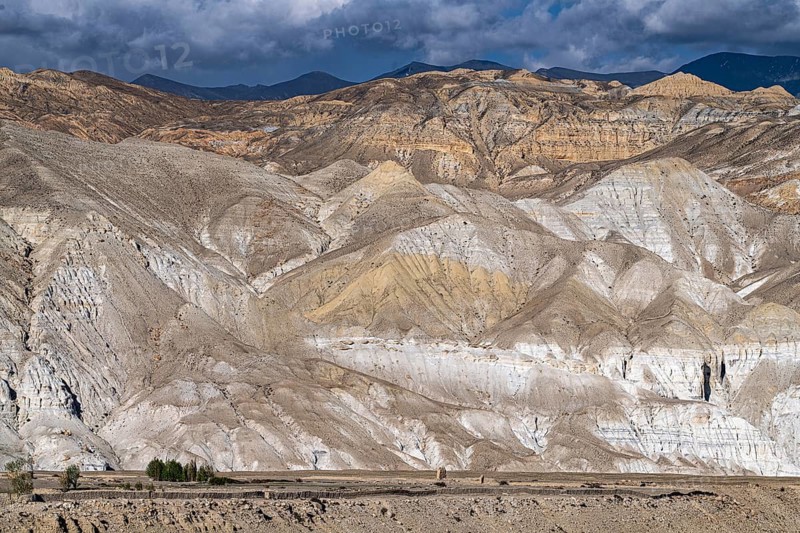Multicolor mountain landscape, erosion landscape near Lo Manthang, Mustang, Upper Mustang, Himalayas, Nepal