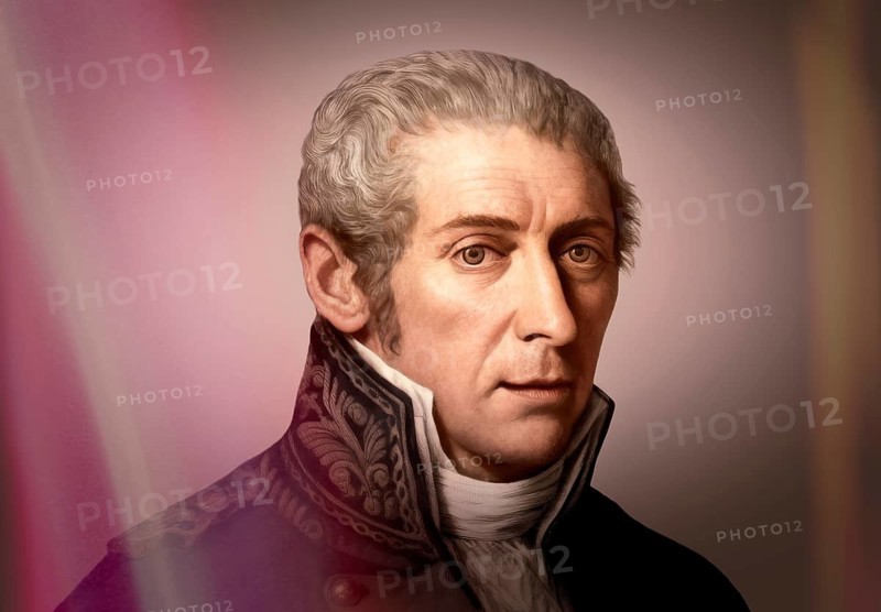 Alessandro Volta, 1745 – 1827, Italian chemist and physicist, pioneer of electricity and power and the inventor of the electric battery, digitally edited based on a historical illustration from a banknote