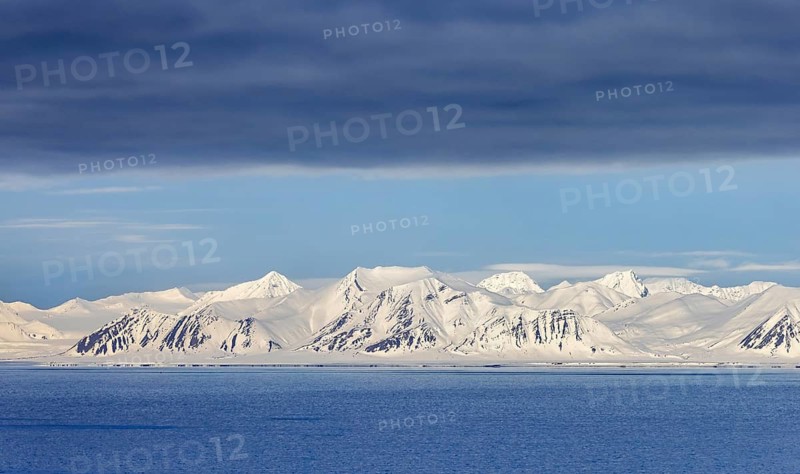 Snow covered mountains along Isfjorden, Isfjord in spring, Spitsbergen, Svalbard, Norway