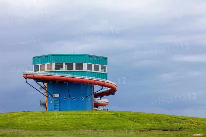 A water slide flume, supported by European Regional Development Fund, Wremen, Lower Saxony, Germany