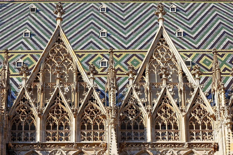 St. Stephen's Cathedral on St. Stephen's Square, also Cathedral and Metropolitan Church of St. Stephen and All Saints, roof covered with around 200000 colorful tiles, UNESCO World Heritage Site, Inner City, Historic City Center, Gothic, Landmark of Vienna, Capital of Austria