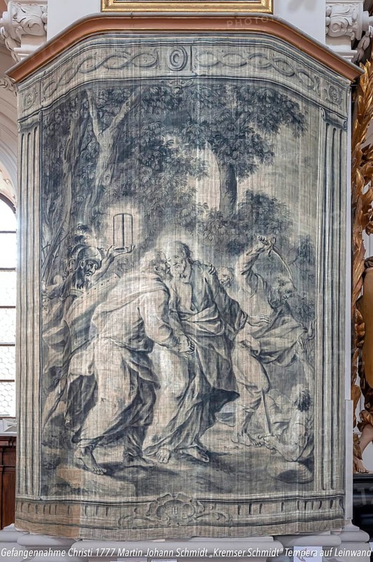 Capture of Christ painted on both sides on canvas, Kremser Schmidt painted in 1777, left chancel of the parish church of the Assumption of Mary, Garsten, Upper Austria