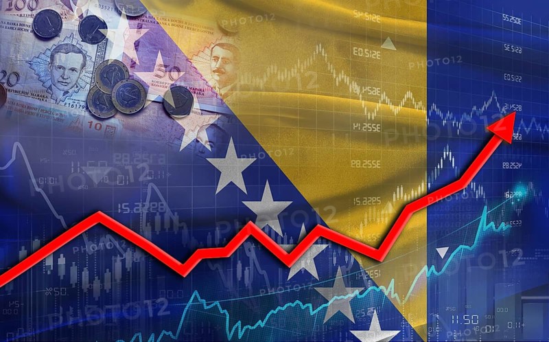 Bosnian economic growth on financial graph. Bosnia financial growth on market graph
