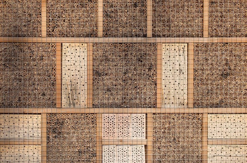Insect hotel, detailed view, Münsterland, North Rhine-Westphalia, Germany