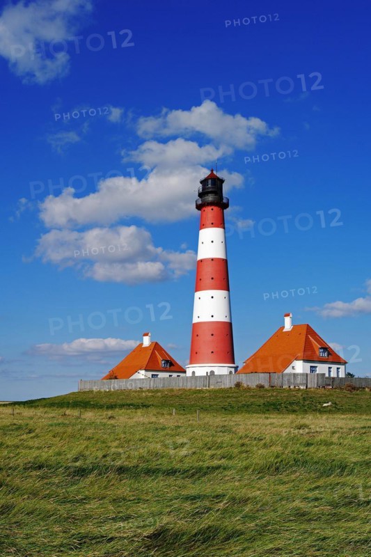 The lighthouse of Westerhever near St. Peter Ording, Westerheversand, Schleswig-Holstein, Federal Republic of Germany
