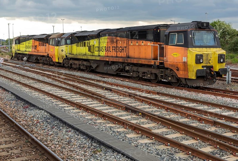 Colas Rail Freight Class 70 diesel locomotive 70802, Westbury, Wiltshire, England, UK