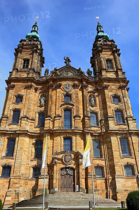 Vierzehnheiligen Basilica, Bad Staffelstein, Lichtenfels district, Upper Franconia, Bavaria, Germany. The church, built according to plans by Balthasar Neumann, is dedicated to the fourteen emergency workers