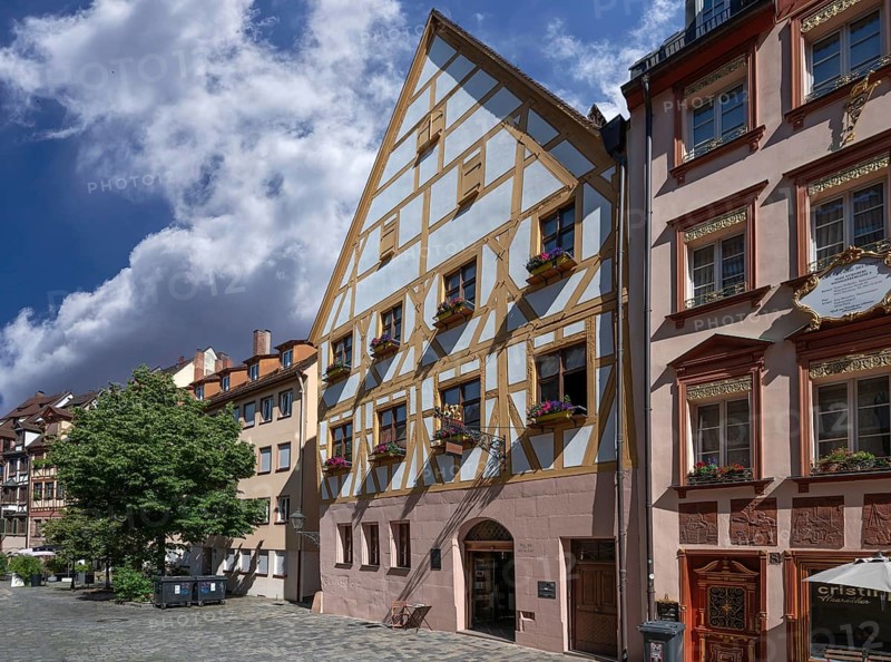 Historic half-timbered house, dated 1390, conversions from 1600, today the seat of the Friends of the Old Town Nuremberg, Weißgerbergasse 10, Nuremberg, Middle Franconia, Bavaria, Germany