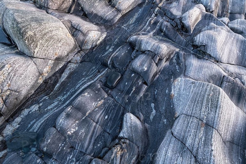 Rock structures on the coast, Söröya, Finnmark, Norway, February 2019
