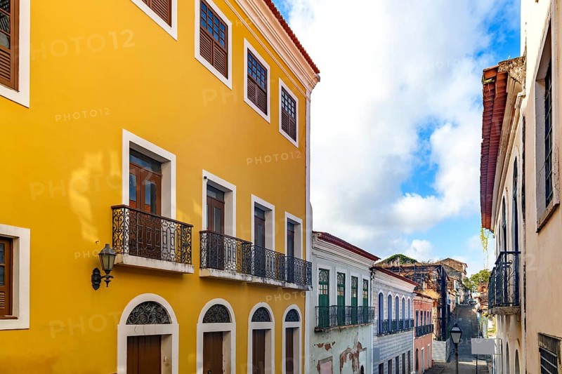The famous Rua do Giz, with its old colonial-style houses, in the city of Sao Luis, the capital of Maranhao, Sao Luis, Maranhao, Brazil