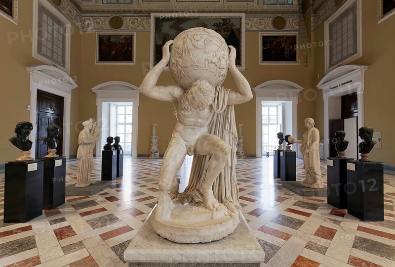 Atlas Farnese, Atlas Statue in the Sundial Room, Salone della Meridiana, Naples National Archaeological Museum, Museo Archeologico Nazionale di Napoli, MAN, Naples, Province of Campania, Italy