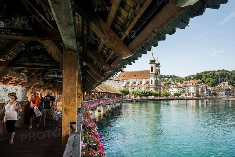 Chapel Bridge and Old Town, Lucerne, Lake Lucerne, Canton of Lucerne, Switzerland