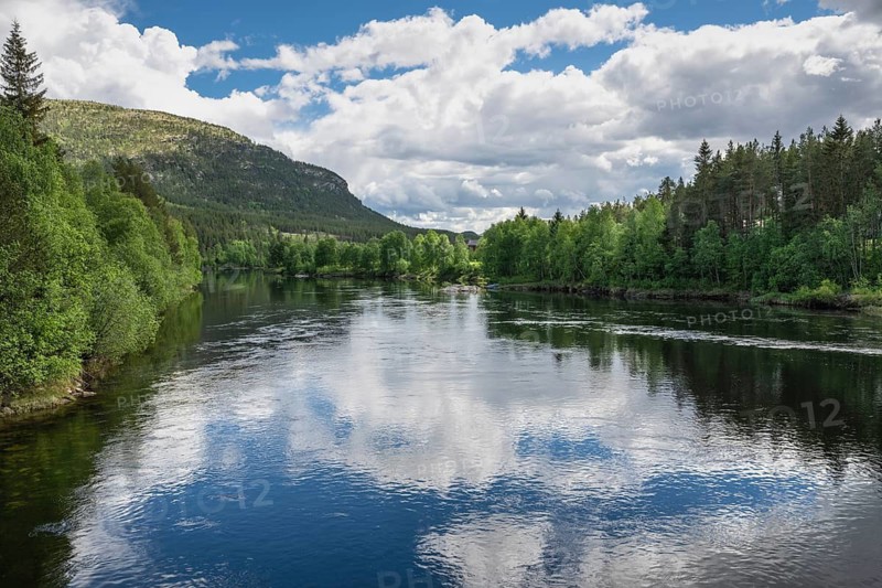 Cloud reflection in the River Glomma (Glåma), Alvdal, Hedmark, Innlandet, Norway, June 2026