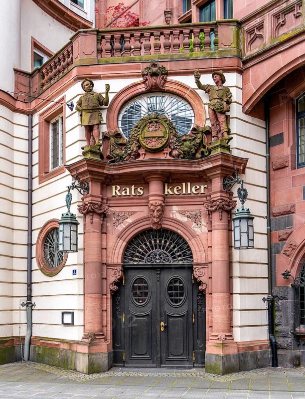Entrance to the Ratskeller of the Old Town Hall of Frankfurt am Main, Hesse, Germany