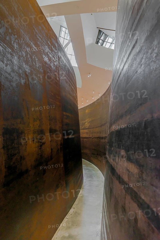 Matter of time installation and modern architecture at the Guggenheim Museum in Bilbao, Spain