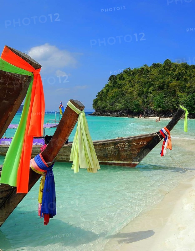 Colourful fishing boats. Krabi Island, Thailand