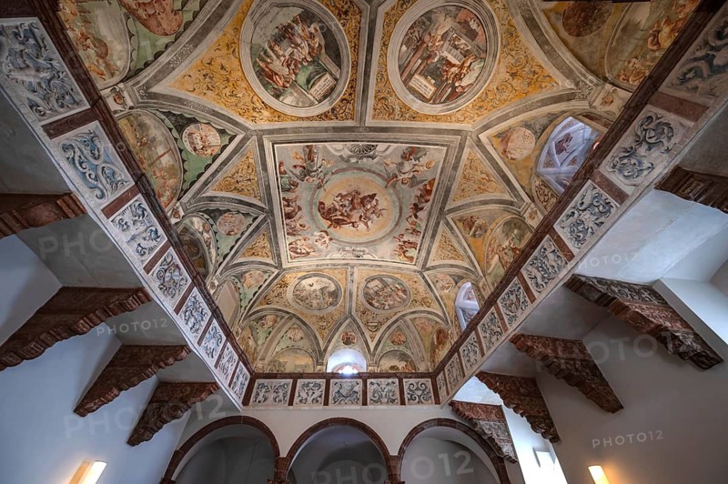 Ceiling frescoes by Hans Bocksberger the Elder from 1543, with Protestant pictorial program Castle Chapel in Neuburg City Palace on the Danube, Upper Bavaria, Germany