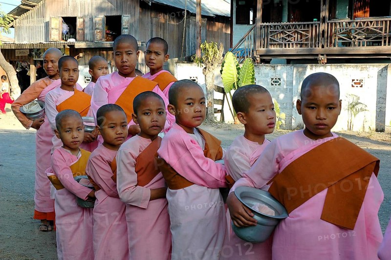 Female novices in Myanmar, monks, Burma