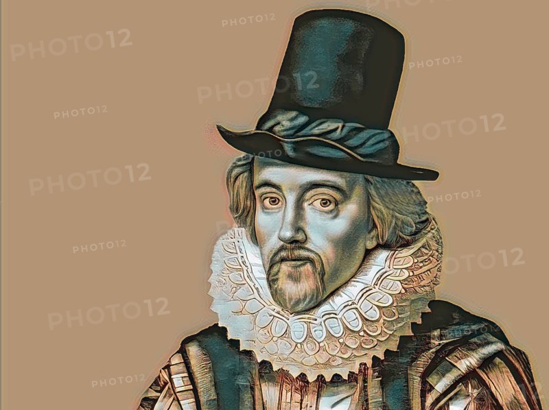 Portrait of Sir Francis Bacon, Baron Baco of Verulam, 1561 - 1626, English lawyer, statesman, essayist, historian, intellectual reformer, philosopher and scientist, digitally edited