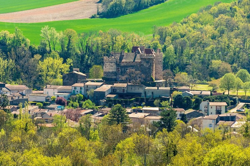 View on the castle of Saint Saturnin, Puy de Dome department, Auvergne-Rhone-Alpes, France