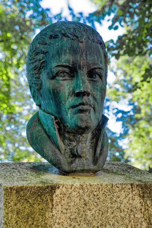 Bust Alexander von Humboldt sculptor Robert Frenzel, Alexander von Humboldt Memorial, Silberweg, ore mining, silver mining, Margrave Otto the Rich, Wettiner, Freiberg, Saxony, Germany
