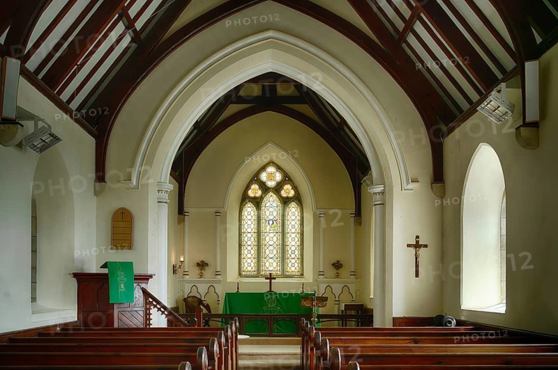 Interior view of choir room, altar, St Mawes Church, St Mawes, Cornwall, England, Great Britain, Great Britain