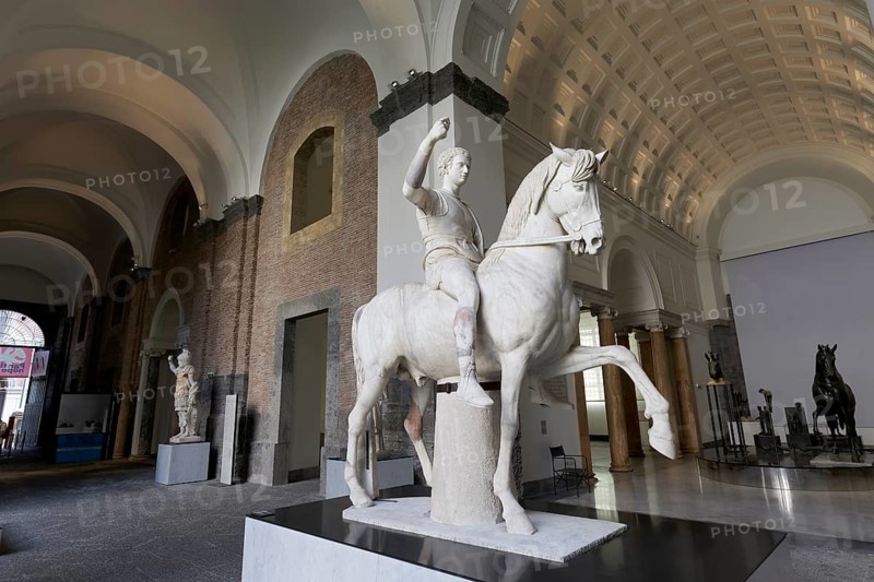 Warrior on horseback, Roman marble figure from the Farnese collection, Naples National Archaeological Museum, Museo Archeologico Nazionale di Napoli, MAN, Naples, Province of Campania, Italy