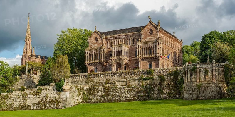 Palace de Sobrellano and the Pantheon chapel in Comillas, Cantabria, Spain