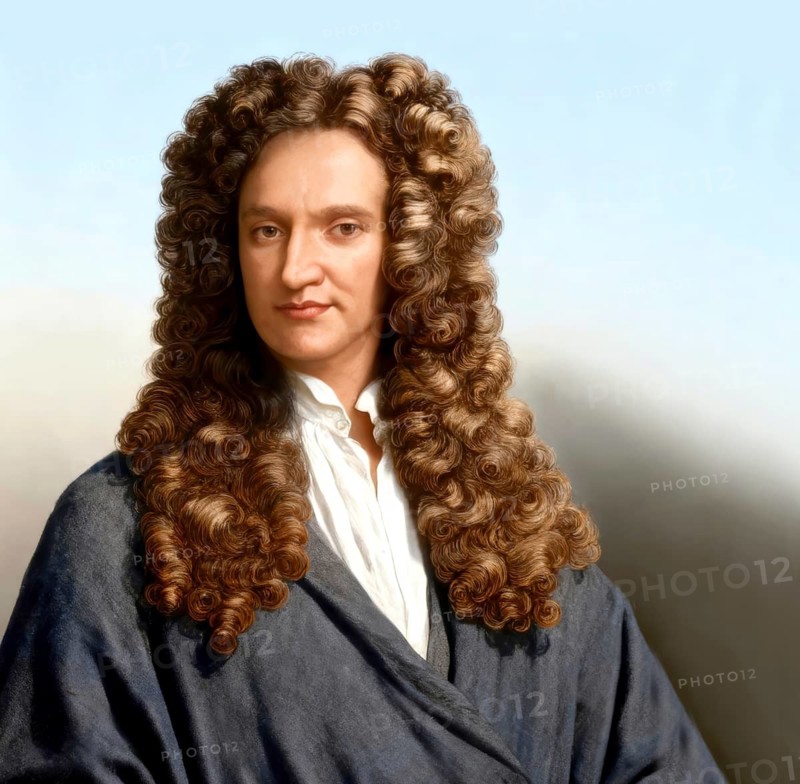 Sir Isaac Newton, 1642-1726, English physicist and mathematician, digitally edited based on a historical illustration