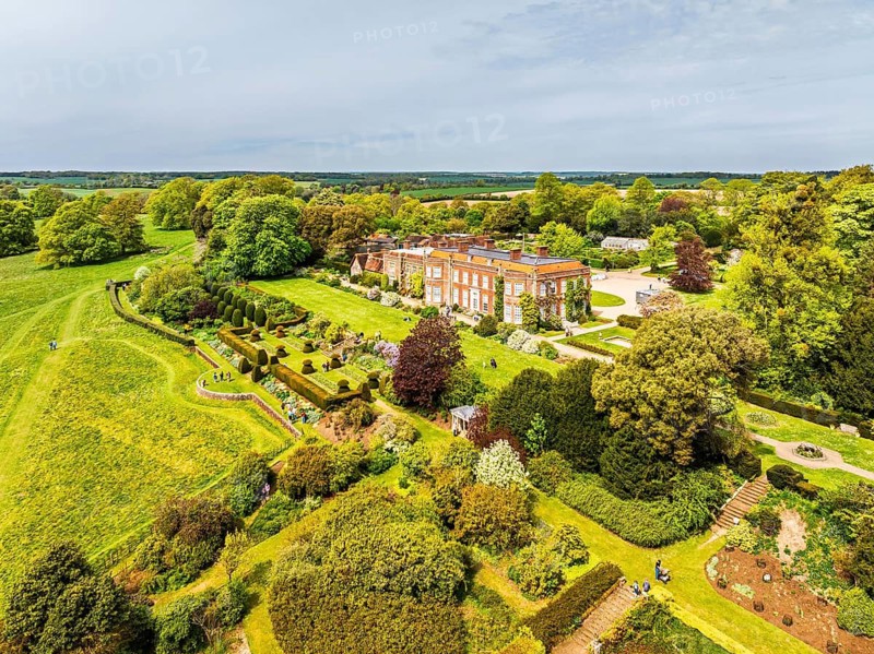 Hinton Ampner House and Garden from a drone, Winchester, Hampshire, England, United Kingdom