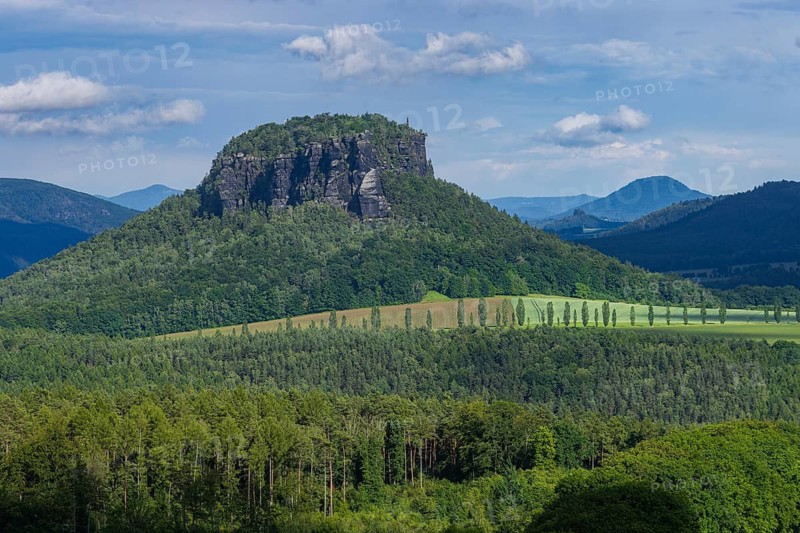 The symbol mountain for Saxon Switzerland, Lilenstein, Porschdorf, Saxony, Germany