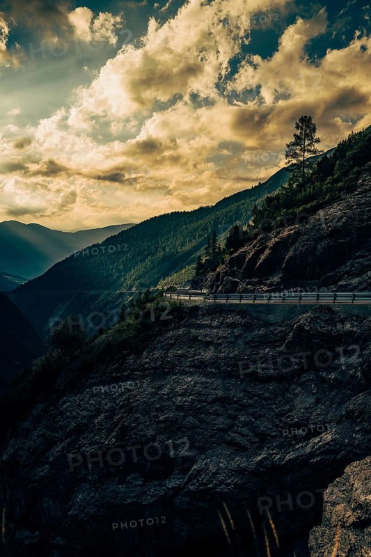 Hahntennjoch pass road in Tyrol in Lechtal, Austria