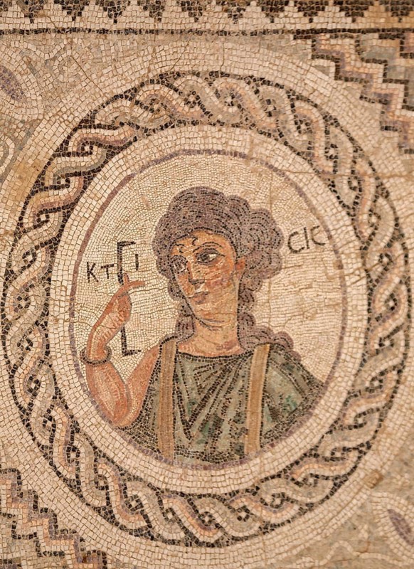 Ktisis mosaic from the house of Eustolios in the ancient city of Kourion, Cyprus