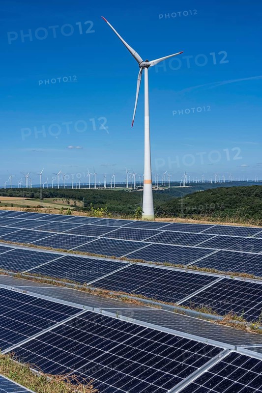 Wind farm near Helmern, Bad Wünnenberg, wind turbines, solar park, North Rhine-Westphalia, Germany
