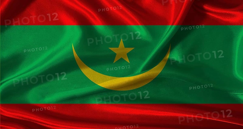 National flag of Mauritania with cloth texture. Mauritania flag with realistic texture background