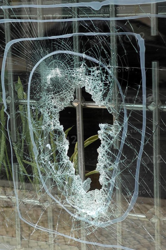 Broken window, glass, broken glass, burglary, theft, vandalism